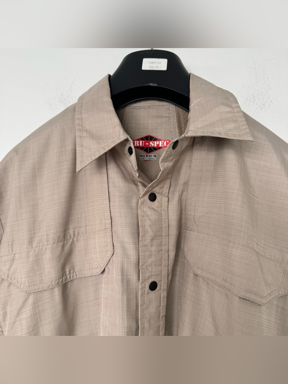 Tru-Spec Tactical Combat Shirt Mens M Short Sleeve Khaki Ripstop Vent Military